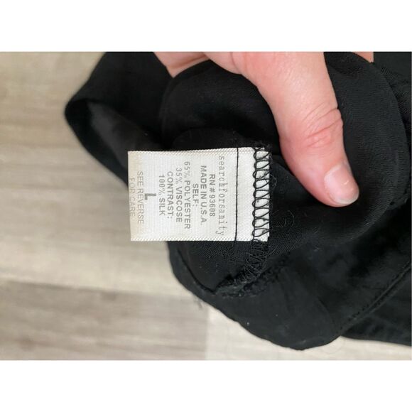 Search for Sanity Black Crinkle Tank, Silk Blend Blouse, Size Large - Picture 8 of 9